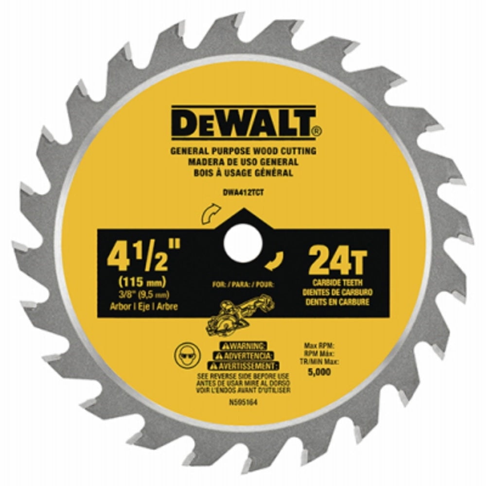 DeWalt DWA412TCT Wood Circular Saw Blade, 4-1/2 Inch, Each