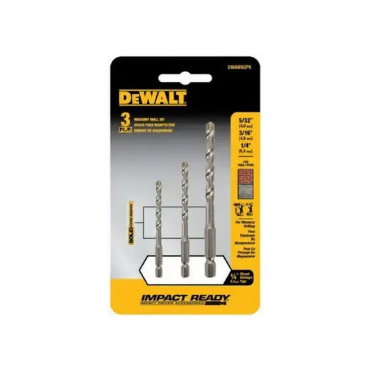 DeWalt DWA5103 3 Piece Inch Impact Ready Rapid Load Carbide Tip Masonry Bit Set, Each