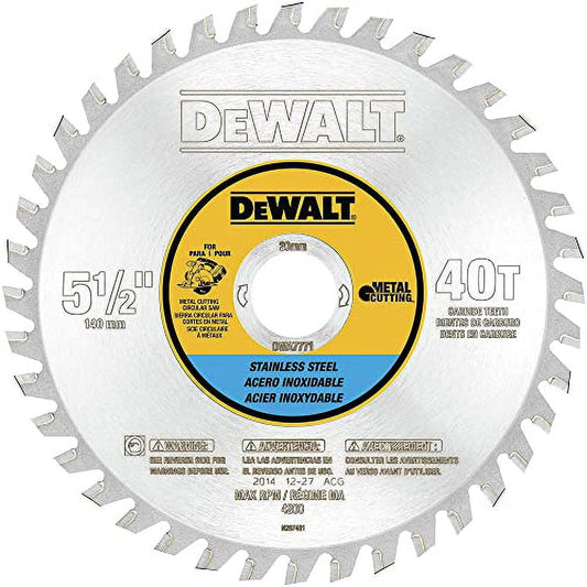 DeWalt DWA7771 Stainless Steel Metal Cutting Circular Saw Blade, 5-1/2", 30T