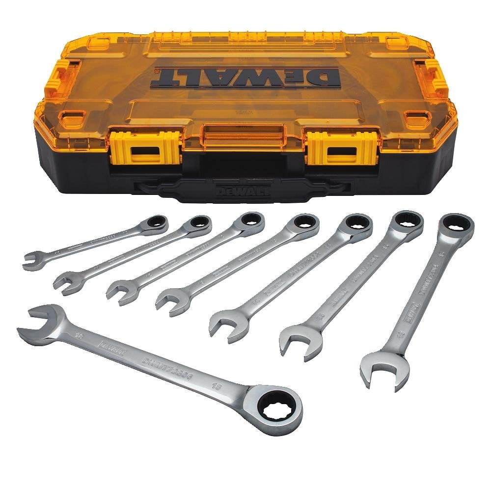 DeWalt DWMT74734 Metric Ratcheting Combination Wrench Set, 8-Piece, Each