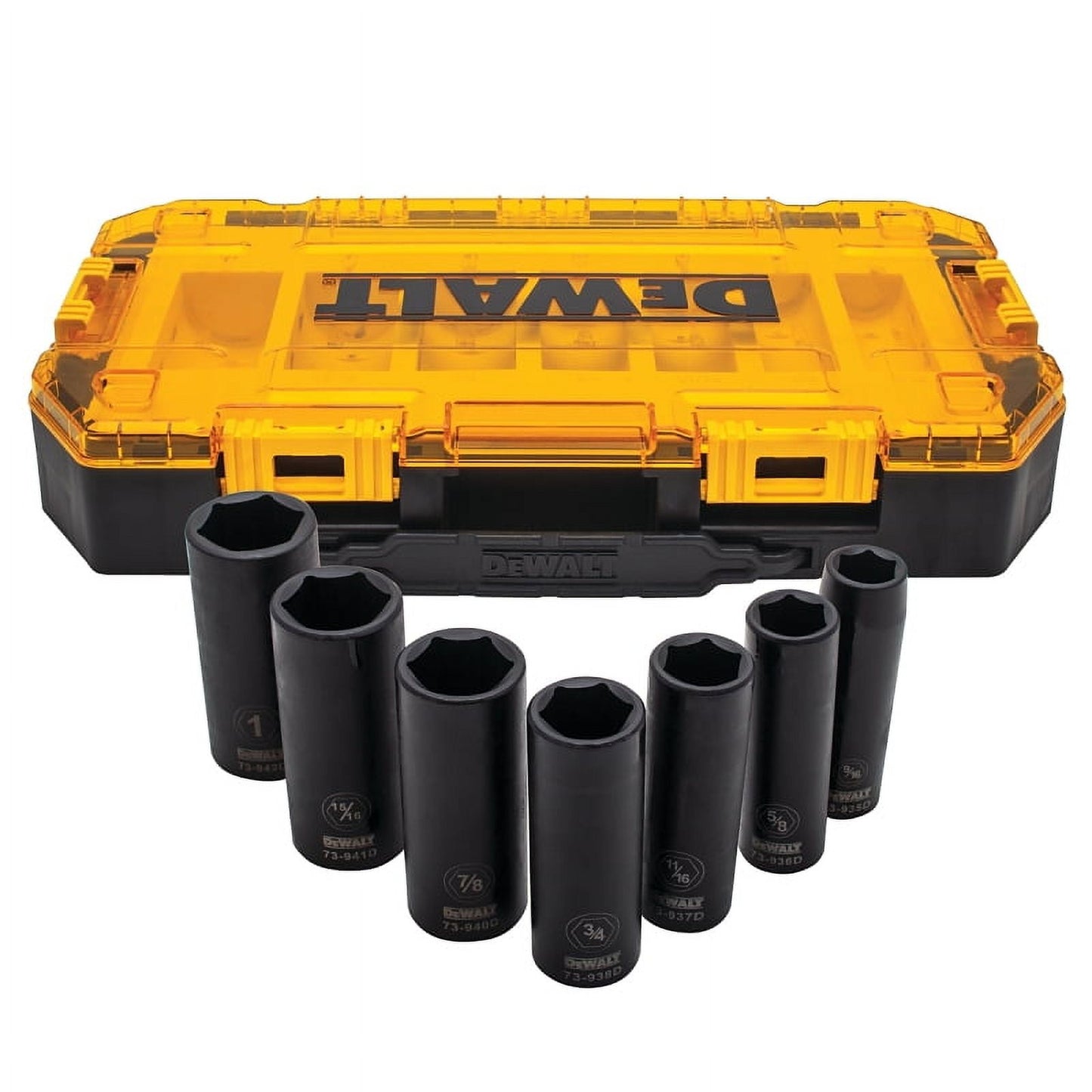 DEWALT DWMT74736 7 Piece 1/2" Drive Deep Impact Socket Set