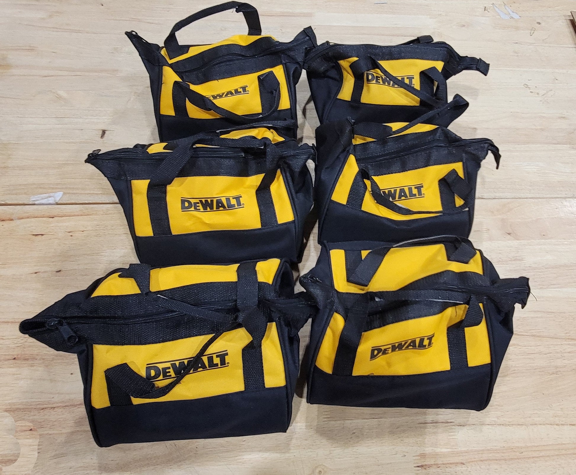 DeWalt OEM Contractor Zipper Tool Bag Carry Case Pouch Tote- 9"x9"x7" set of 6 (6-PACK)