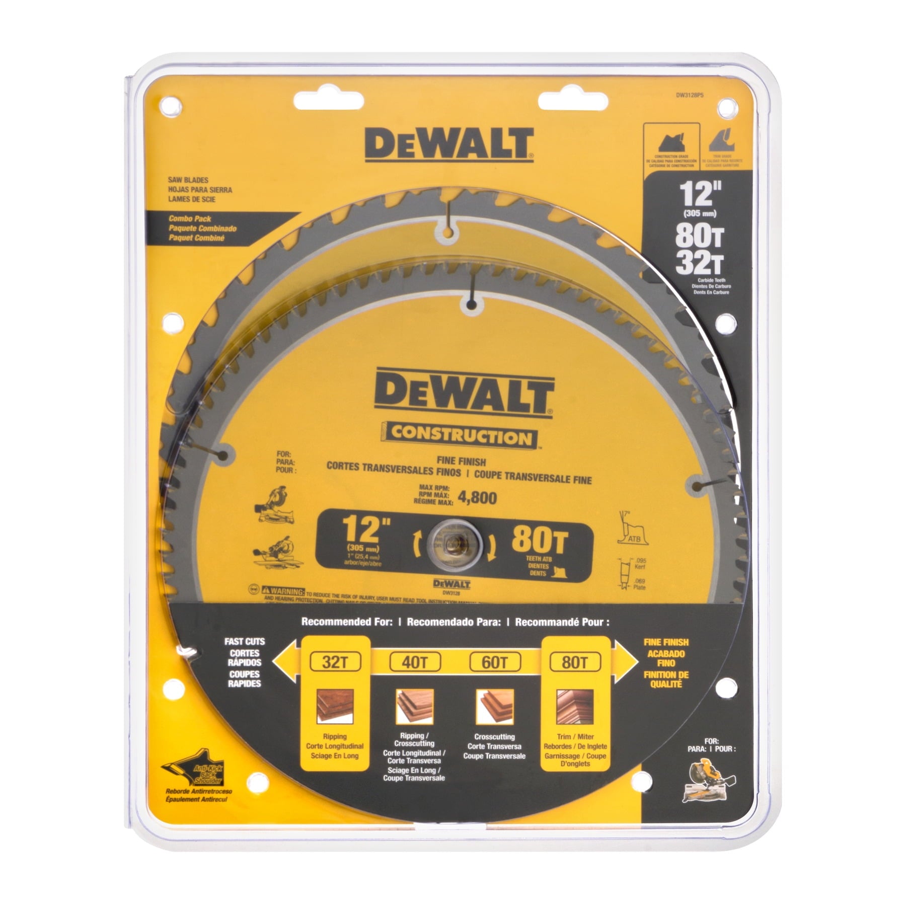 DeWalt Saw Blade 12\" Combo Pack of 2