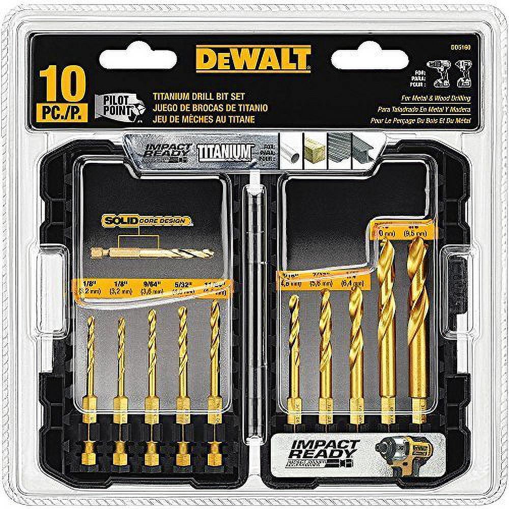 DeWalt Titanium Nitride Coated Drill Bit Set, 10-Piece Impact Ready