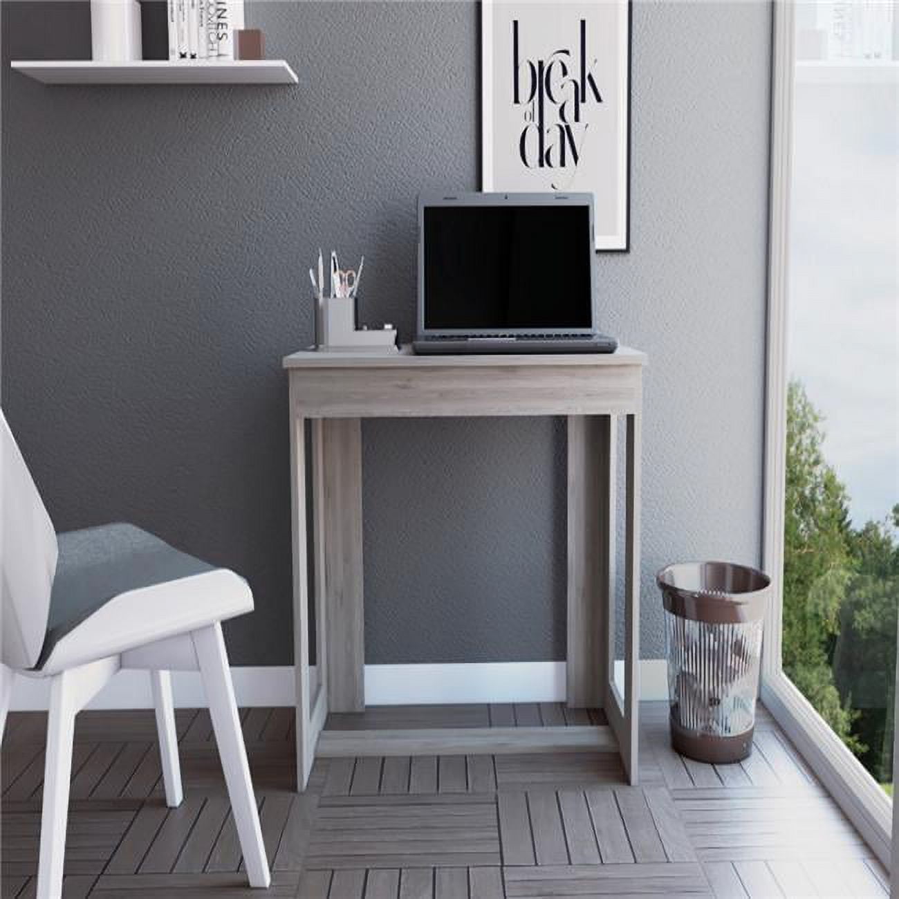 Depot E-Shop DE-ELZ5558 Alcala Writing Desk, Light Gray