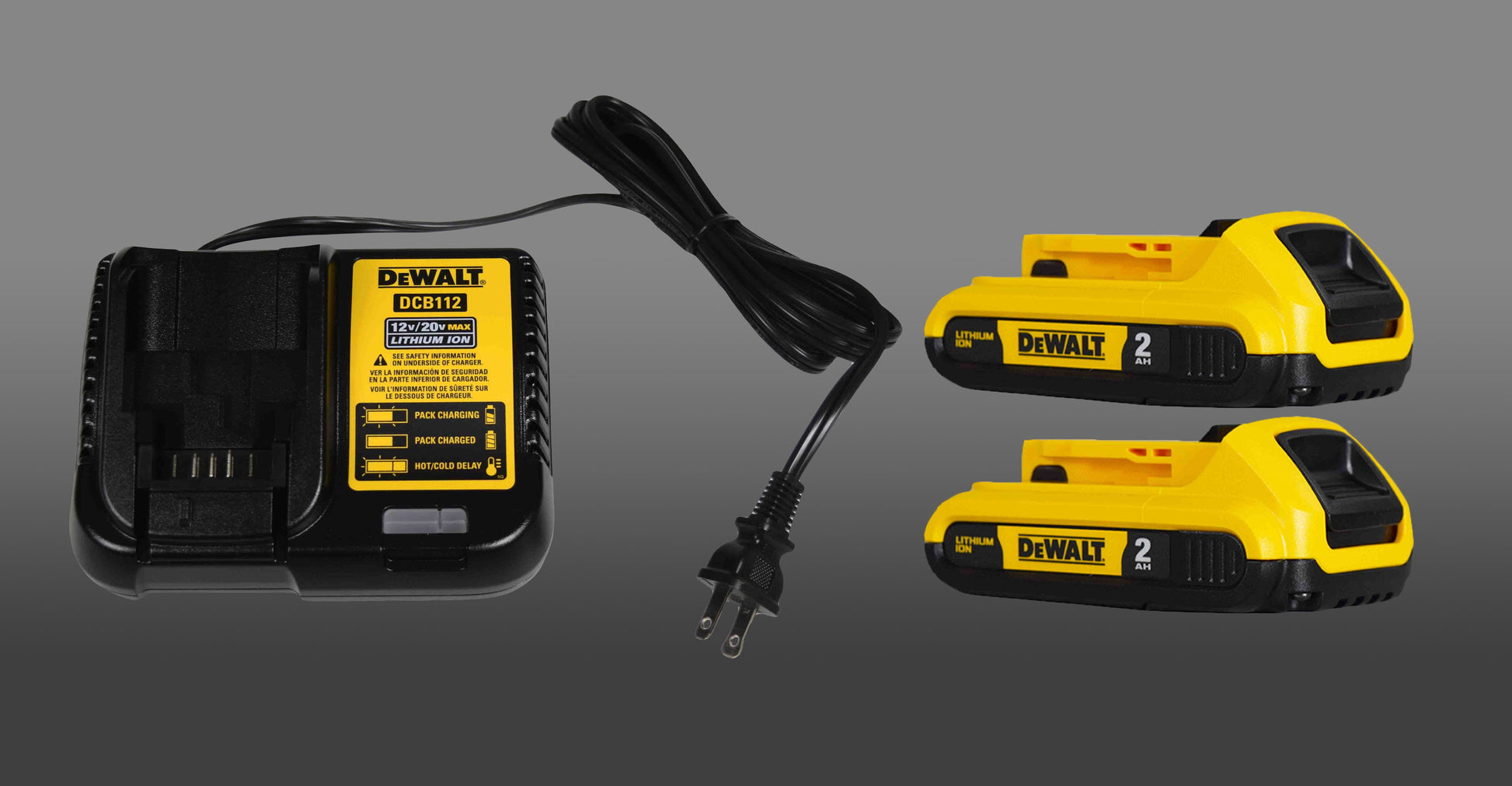 Dewalt 20V DCB112 Charger and 2 DCB203 Batteries