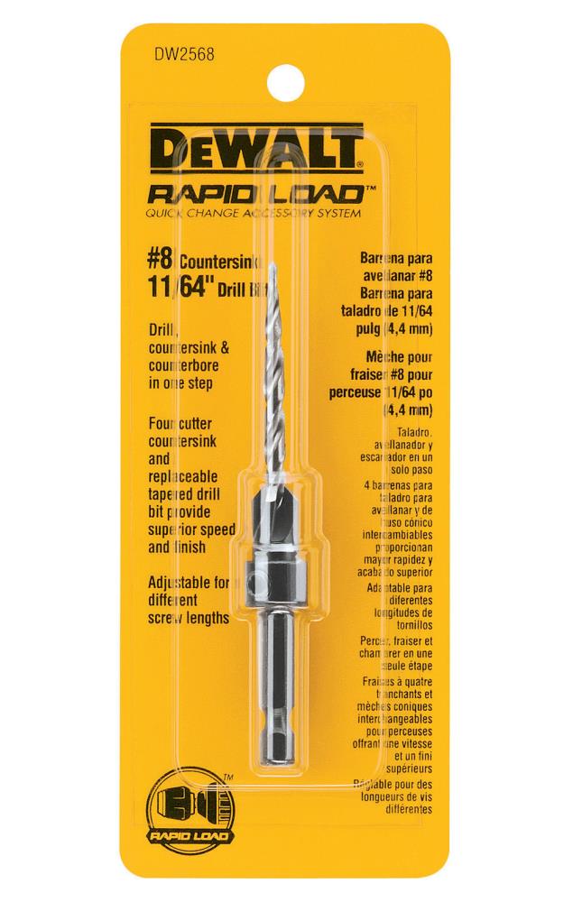 Dewalt DW2568 Rapid Load Countersink Drill Bit, NO 8, 11/64 Pilot