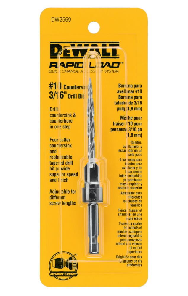 Dewalt DW2569 Rapid Load Countersink Drill Bit, NO 10, 3/16 Pilot