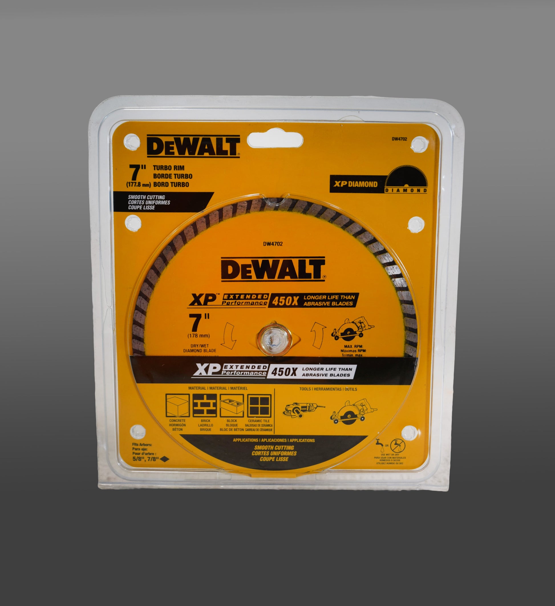 Dewalt DW4702 7" Turbo Rim Wet/Dry Diamond Circular Saw Blade