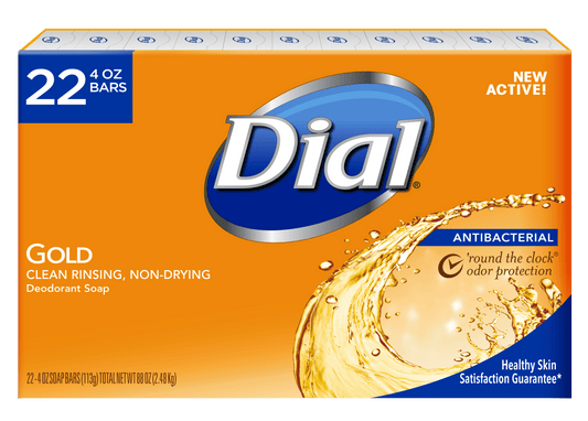 Dial Antibacterial Bar Soap, Gold, 4 Ounce, 22 Bars