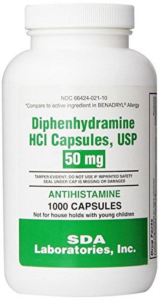 Diphenhydramine (50mg) - 1000 Capsules (Pack of 2)