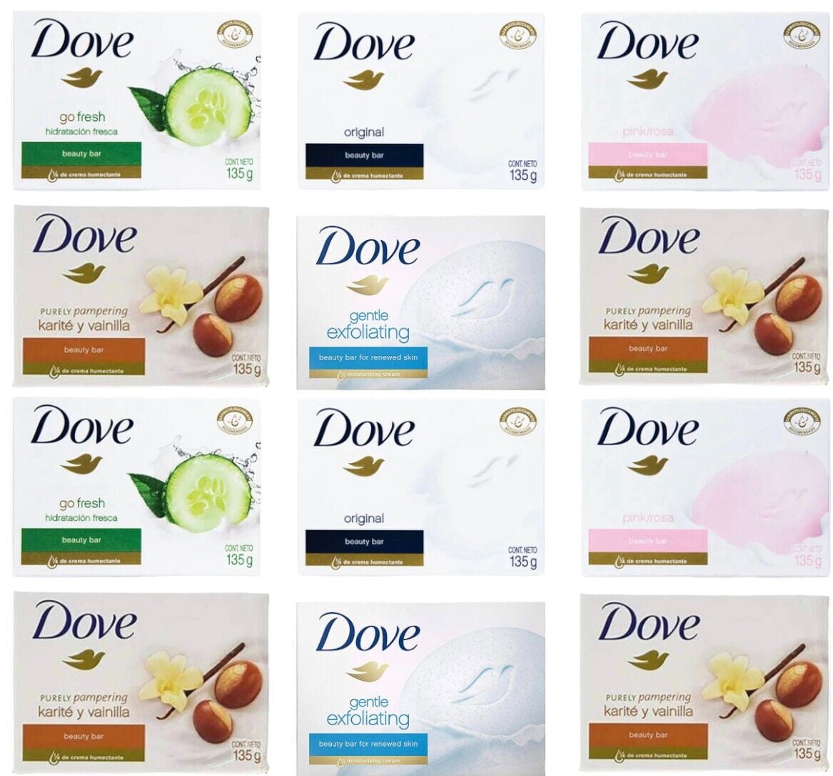 Dove Beauty Soap Bars Assorted Scent 4.75Oz / 135G (12 Pack)