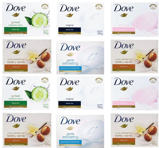 Dove Beauty Soap Bars Assorted Scent 4.75Oz / 135G (12 Pack)