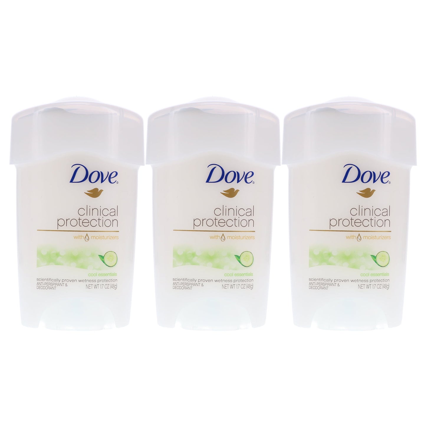 Dove Clinical Protection Antiperspirant & Deodorant Cool Essentials 1.7 oz 3 Pack