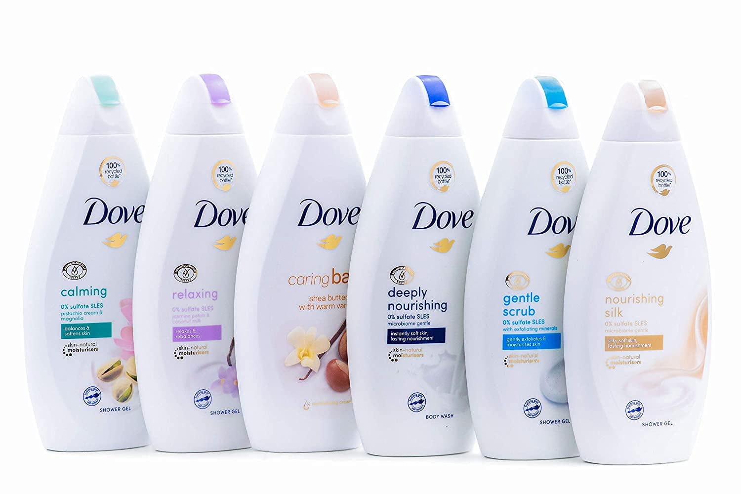 Dove DVBW-ASSORTED6PK 16.9 oz Body Wash with Shea Butter Deep Moisture Pistachio Cream & Coconut Milk - Pack of 6