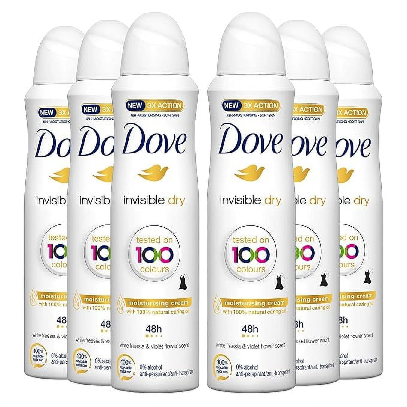 Dove Women Invisible Dry Deodorant Antiperspirant Spray 250 ml Pack of 6 (6x 8.45 oz)