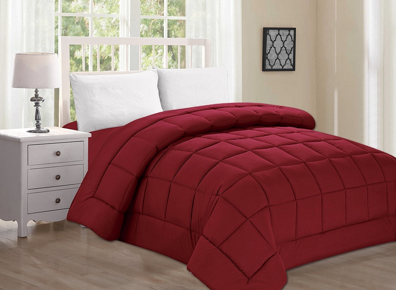 Down Alternative Double-Filled Comforter %100 HypoAllergenic -, Full/Queen  Burgundy