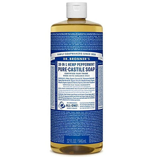 Dr. Bronner's Magic Soap Cleaning Detergent, 18-in-1 Peppermint Pure-Castile Soap, 32 Ounce Bottle