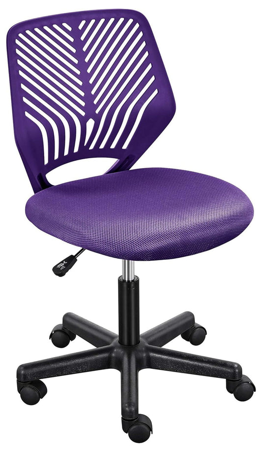 Drevy Home Office Chair Back Desk Chair Armless Mesh Computer Chair No Arms Task Rolling Swivel Chair Back Support Adjustable Modern Chair with Lumbar Support for Small Spaces, Purple