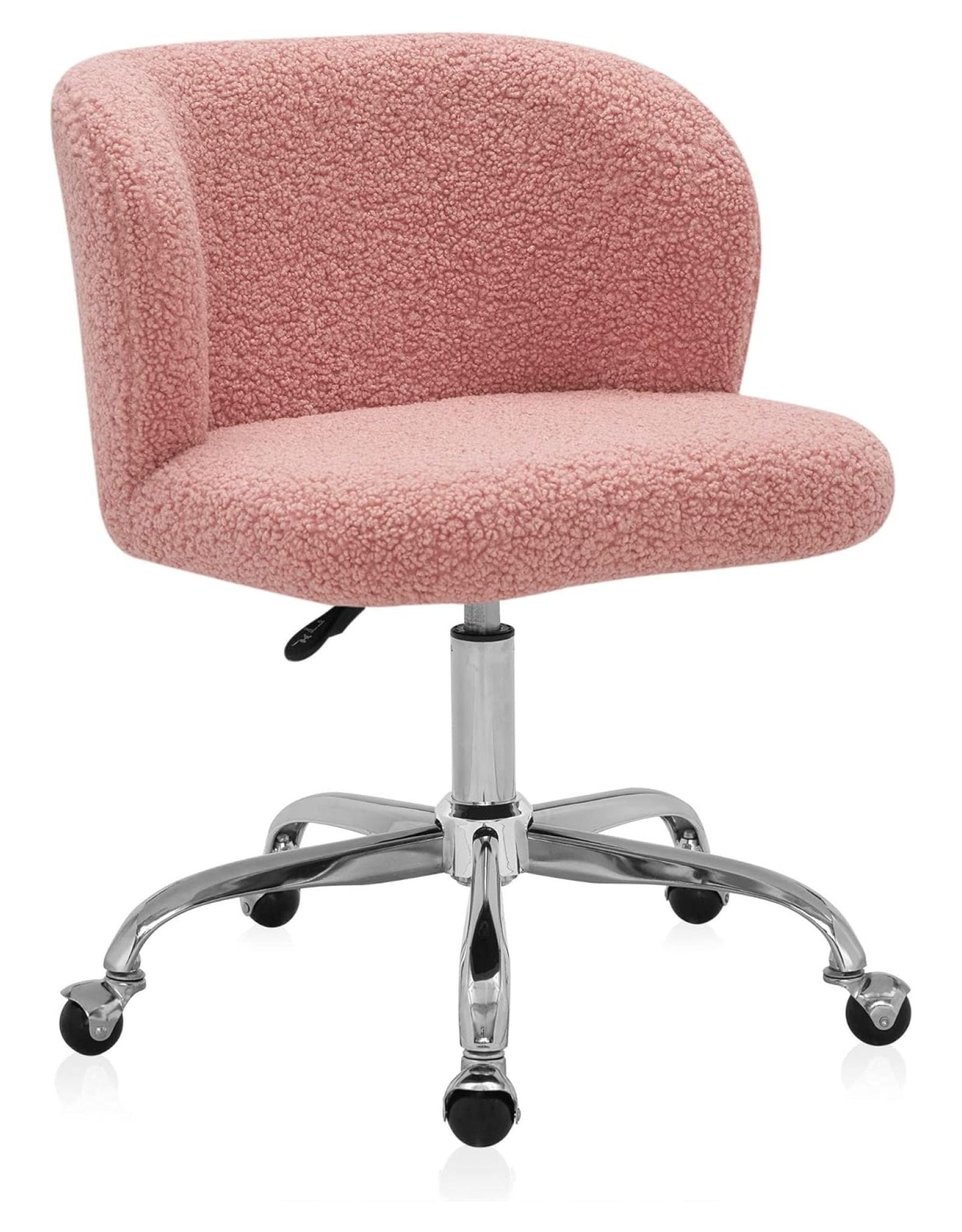 Drevy Modern Upholstered Boucle Desk Chair with Swivel Wheels and Adjustable Height, Decorative Rolling Office or Vanity, Stylish Comfy - Aston ()