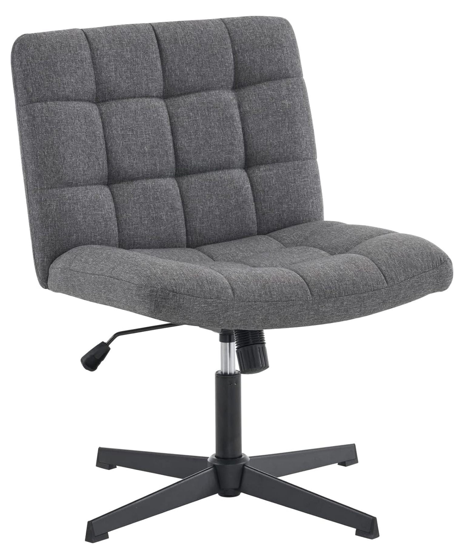 Drevy Wide Armless Desk Chair No Wheels, Back Criss Cross Chair for Office, Modern Swivel Cross Legged Chair, Height Adjustable Wide Seat Home Office Task Chairs (Dark Gray)