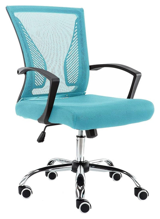 Drevy Zuna -Back Office Task Chair - Ergonomic Back Supporting Mesh Back Desk Chair (Black/Aqua)