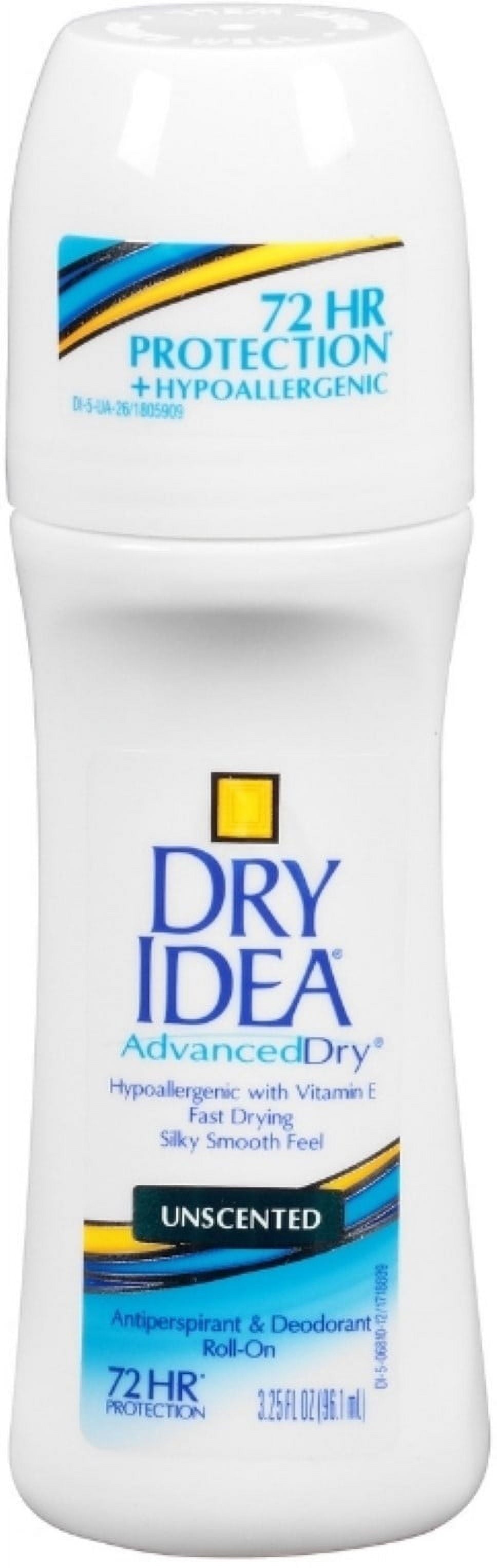 Dry Idea Anti-Perspirant Deodorant Roll-On Unscented, 3.25 oz (Pack of 4)