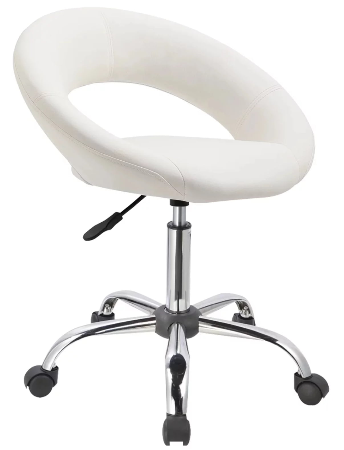 Duhome Faux Leather Office Desk Chair Vanity Chair Rolling Chair Adjustable Swivel Chair on Wheels Rolling Stool Salon Stool Vanity Stool Modern, White