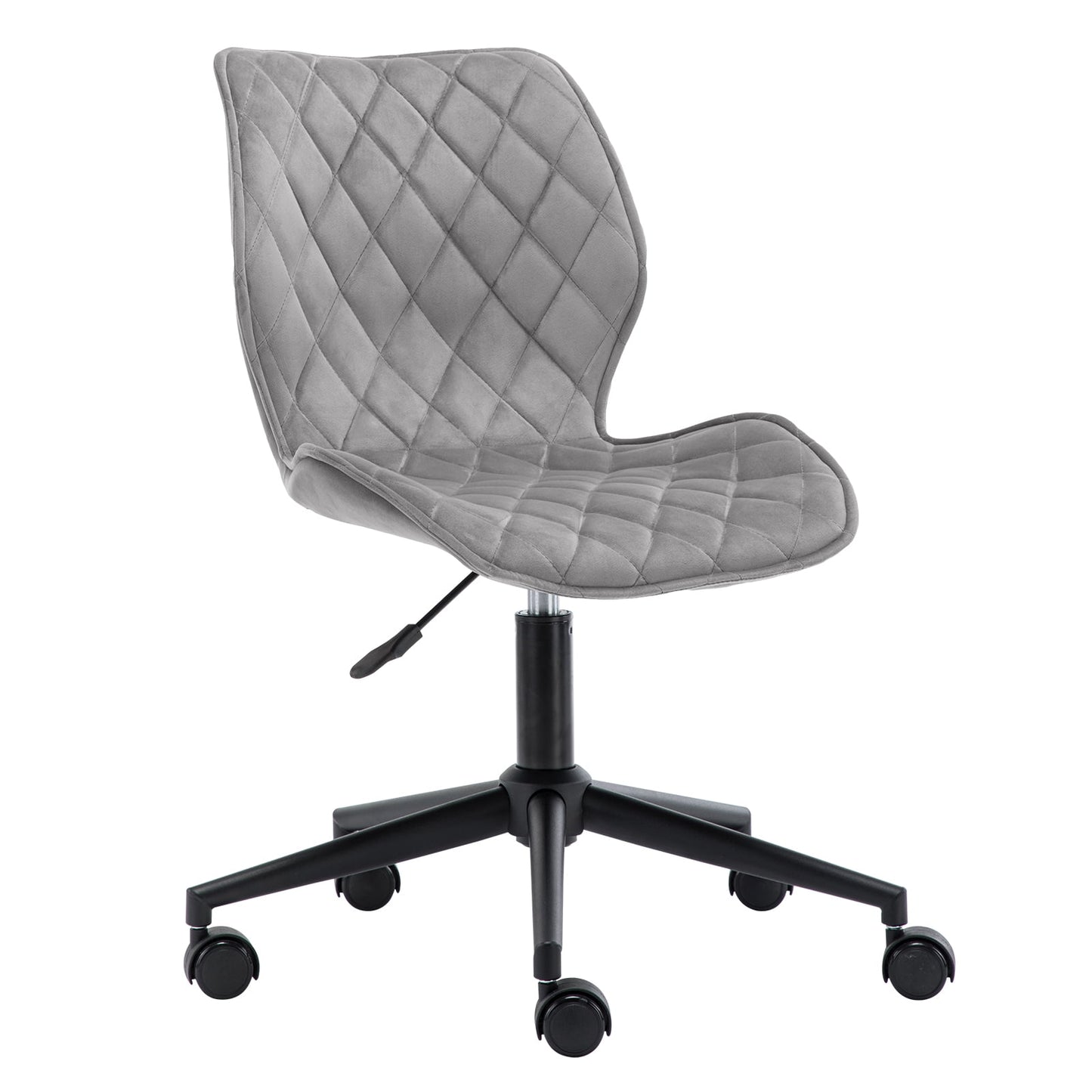 Duhome Swivel Home Office Chair, Adjustable Desk Chair Velvet Computer Chair Armless Modern Rolling Chair, Gray