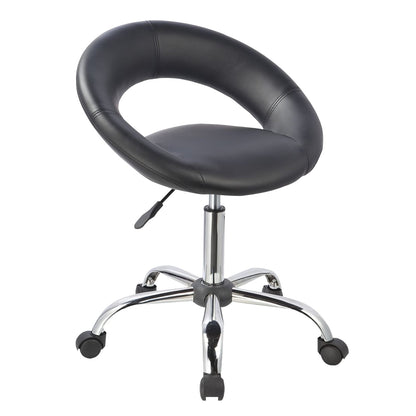 Duhome Faux Leather Office Desk Chair Vanity Chair Rolling Chair Adjustable Swivel Chair on Wheels Rolling Stool Salon Stool Vanity Stool Modern, White