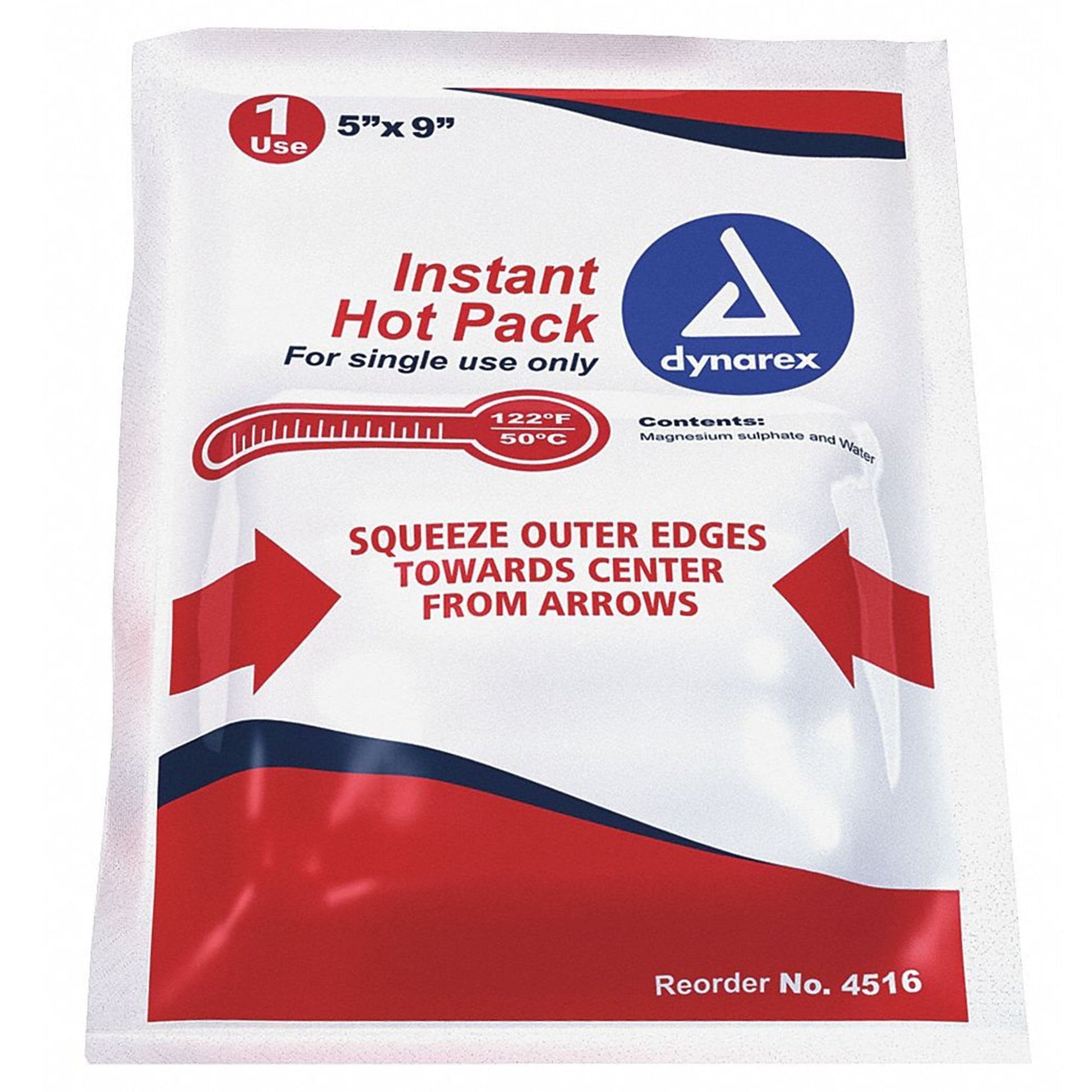 Dynarex Instant Heat Packs, Single-Use Heat Wrap for Muscle Cramps and Stiff Joints, Size 5"x 9", 1 Case of 24 Hot Packs