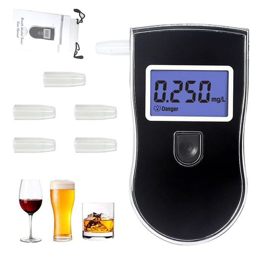 EIMELI Portable Breath Alcohol Tester Digital Detector for Drive Or Home Use High Accuracy Semiconductor Sensor Personal Breathalyzers with 25 Mouthpieces