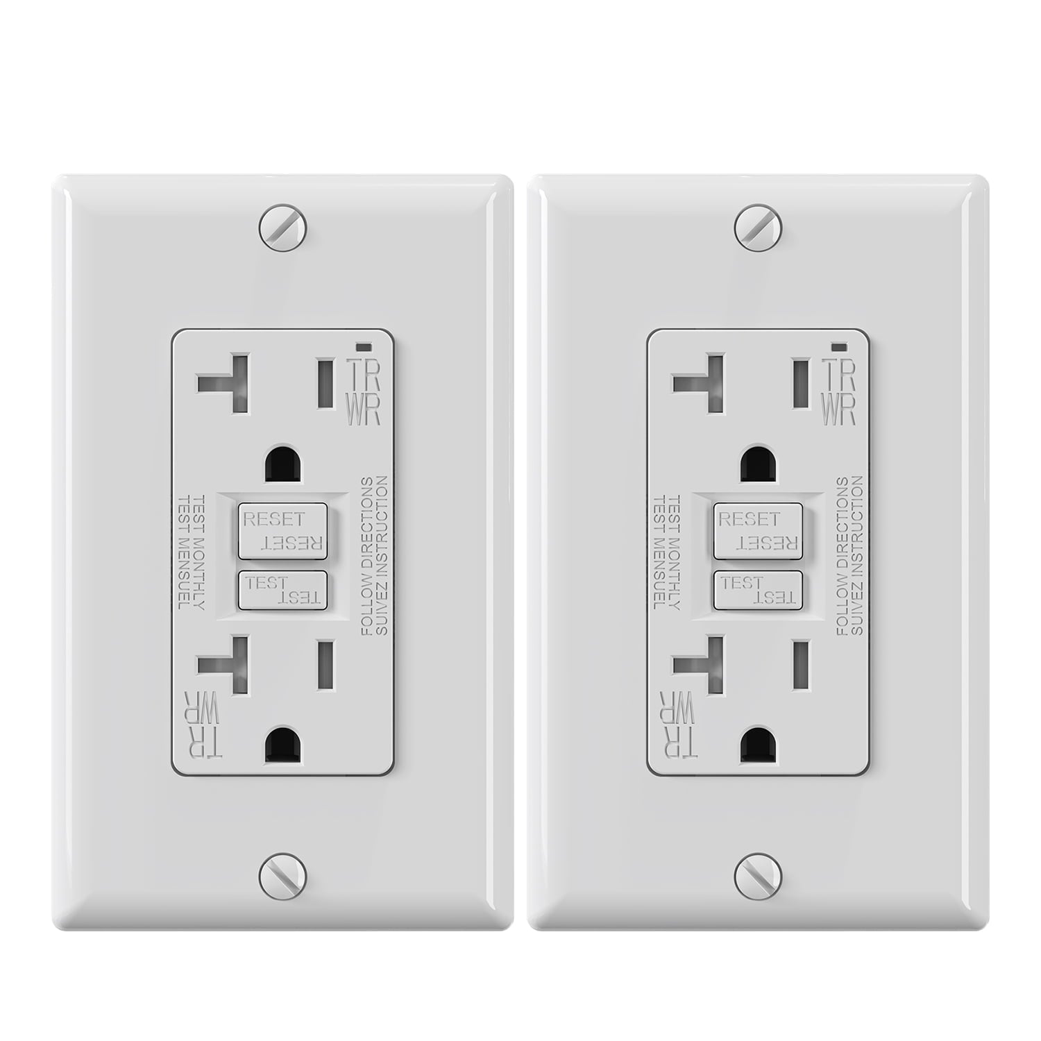 ELEGRP GFCI Outlet Outdoor, 20 Amp Self-Test GFI Electrical Outlet with Thinner Design, Weather & Tamper Resistant GFCI Receptacle, Ground Fault Receptacle w/Wall Plate, UL Listed, White