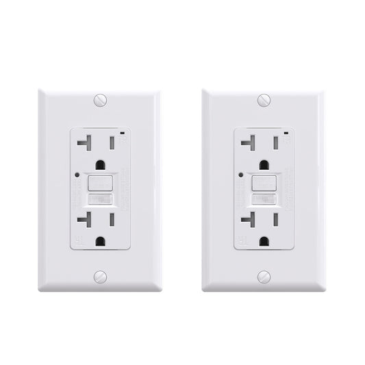 ELEGRP GFCI Outlet w/Nightlight, 20 Amp Self-Test GFI Electrical Outlet, Thinner Design, Tamper Resistant GFCI Receptacle, Ground Fault Receptacle w/Screw Wall Plate, UL Listed, White