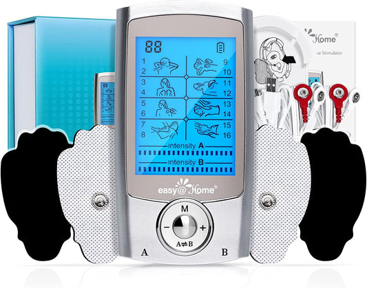 Easy@Home 16-Mode Premium Handheld TENS Electronic Pulse Massager Unit Muscle Pain Relief Therapy, EHE029G