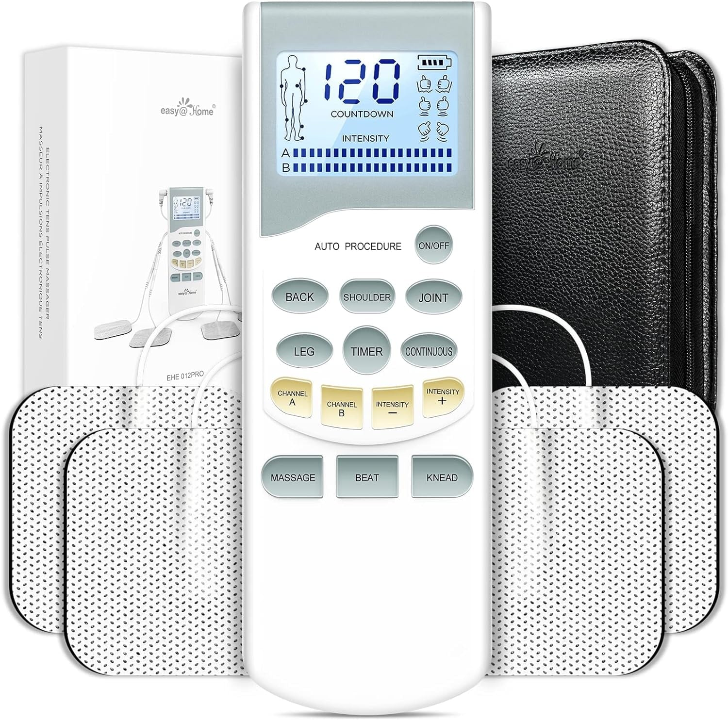 Easy@Home Professional Rechargeable TENS Unit Muscle Stimulator Tens Machine Massager, 2-Output EHE012PRO