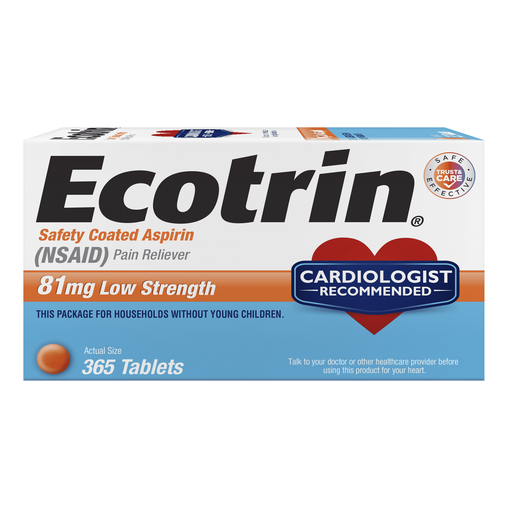 Ecotrin 81 mg Low Strength Tablets 365 ea (Pack of 2)