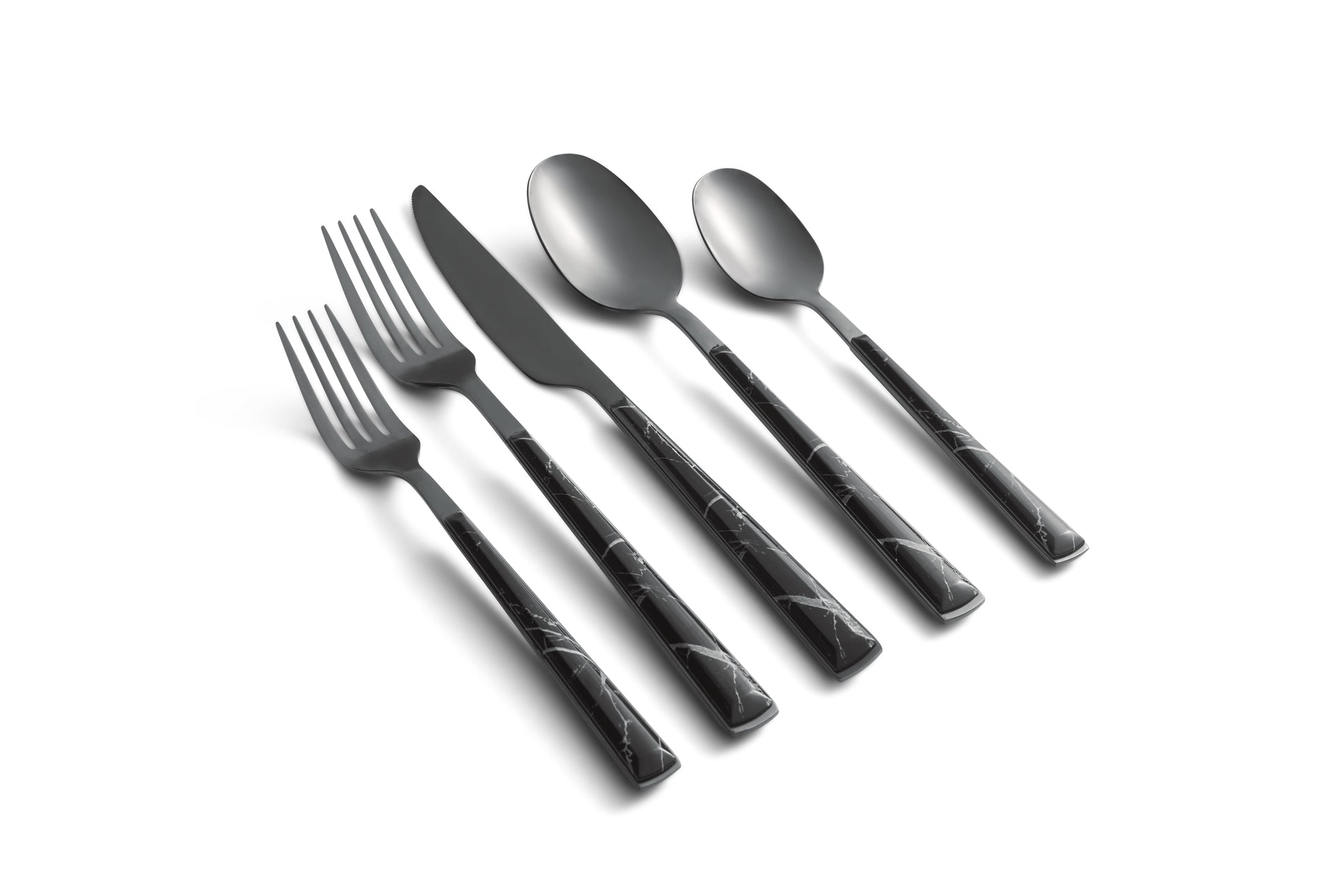 Eivin Black Marble with Black Mirror 18/0 20-Piece Flatware Set, Service for 4