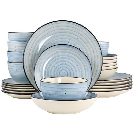 Elama Gia 24 Piece Stoneware Dinnerware Set in Light Blue