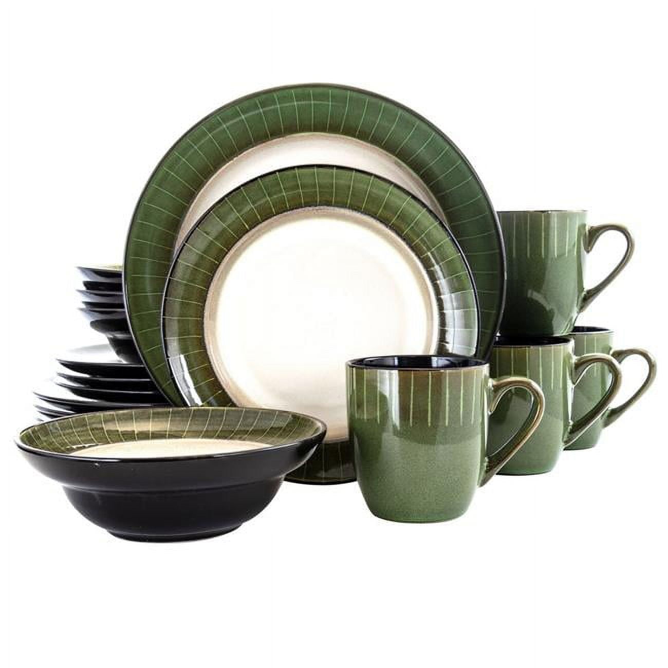 Elama Grand Jade 16 Piece Stoneware Dinnerware Set