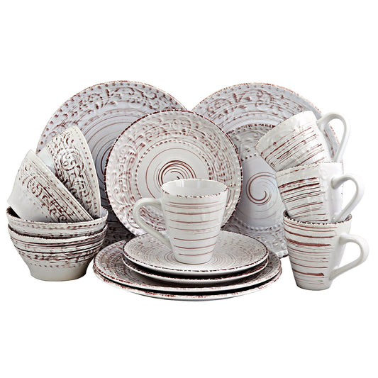 Elama Ocean Breeze 16-Piece Dinnerware Set, Cream