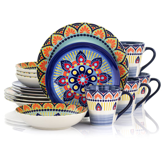 Elama Zen Blue Mozaik 16 Piece Dinnerware Set