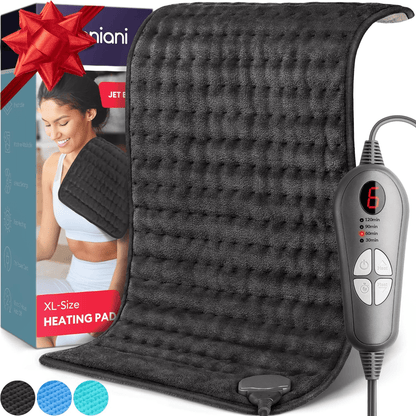 Geniani XL 𝐅𝐒𝐀/𝐇𝐒𝐀 Heating Pad for Back Pain & Cramps Relief - Heat Pad for Neck, Shoulders, and Muscle Pain with Auto Shut off (12"×24", Navy Gray)