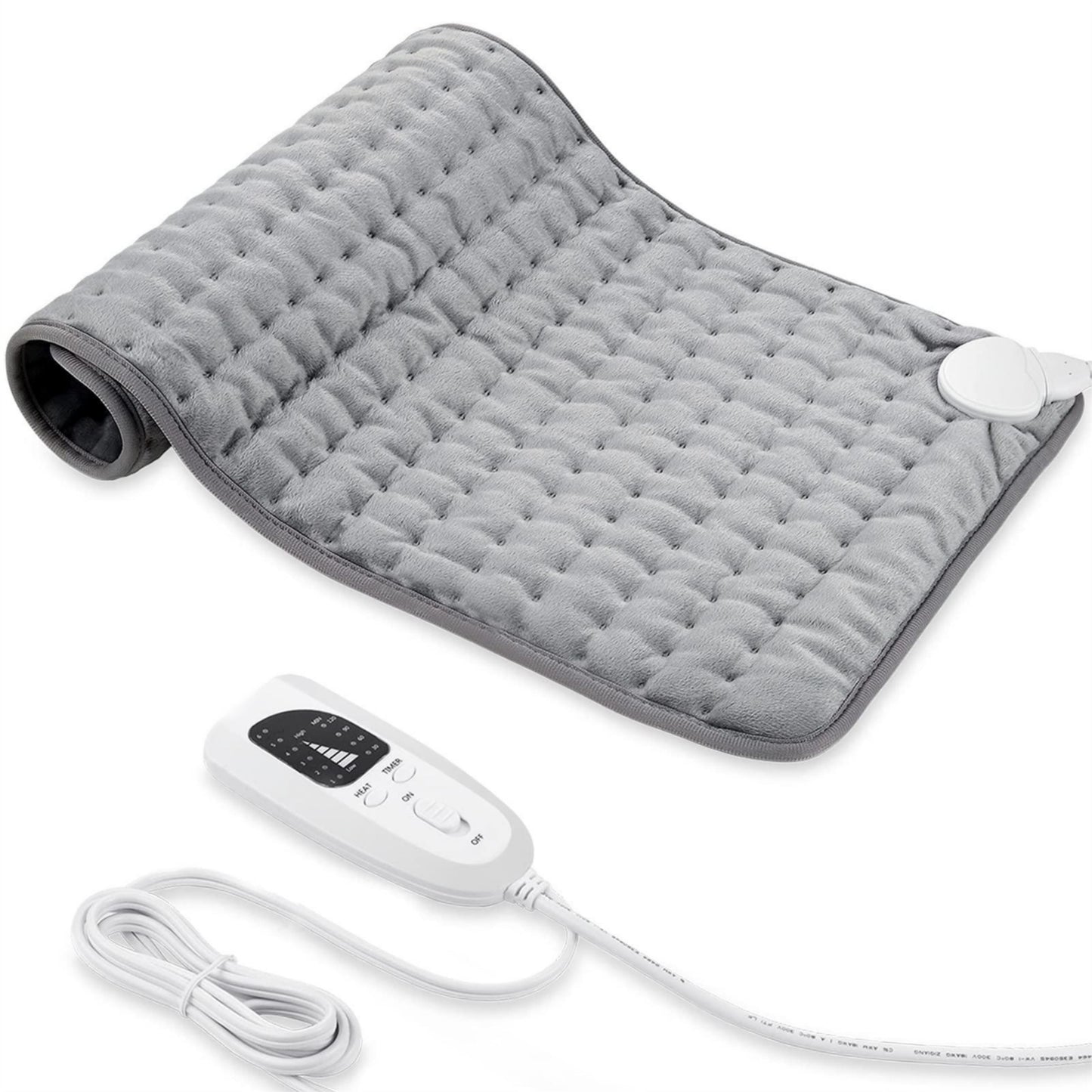 Electric Heating pad for Back/Shoulder/Neck/Knee/Leg Pain Relief, 6 Fast Heating Settings, Auto-Off, Machine Washable, Moist Dry Heat Options, Extra Large 12"x24", Gray