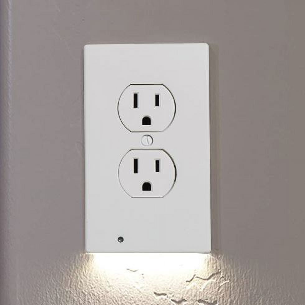 Electrical Outlet Night Lights with Built-In LED Night Lights - White Duplex  (4-Pack)