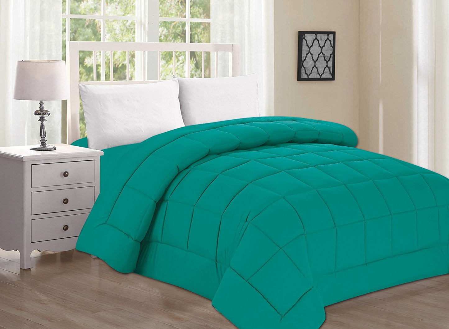 Elegant Comfort Ultra Plush Down Alternative Double-Filled Comforter %100 HypoAllergenic, Full/Queen , Turquoise