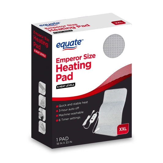 Equate XXL Electric Heating Pad, 6 Heat Settings with Auto Shut off, 18 x 33 in