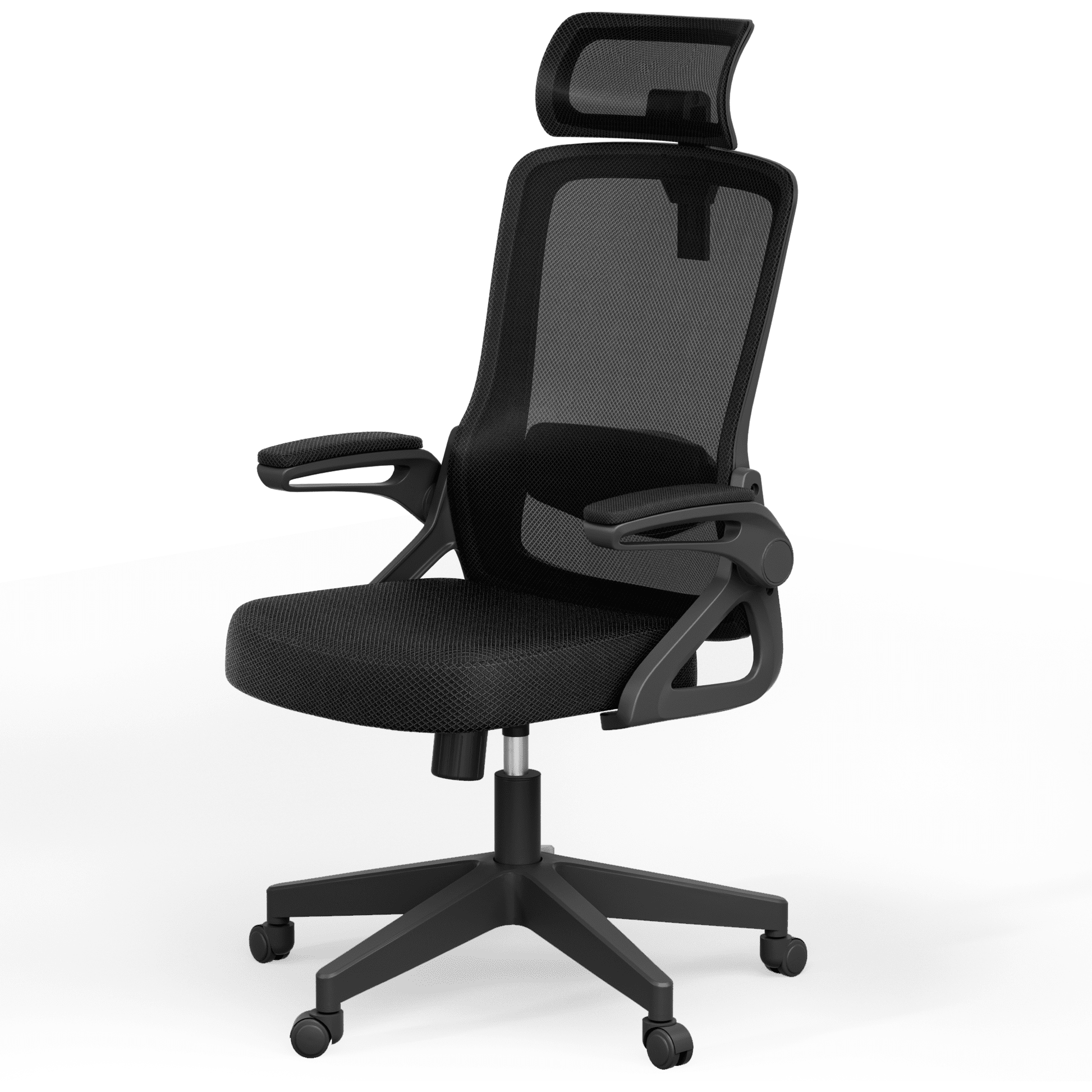 Office Chair, Ergonomic Mesh Desk Chair with Adjustable Headrest & Height, Widened Cushion, 90°Flip-Up Armrest, Hassle-Free Assembly & Storage, Home/Office/Bedroom Computer Chair with 360° Casters