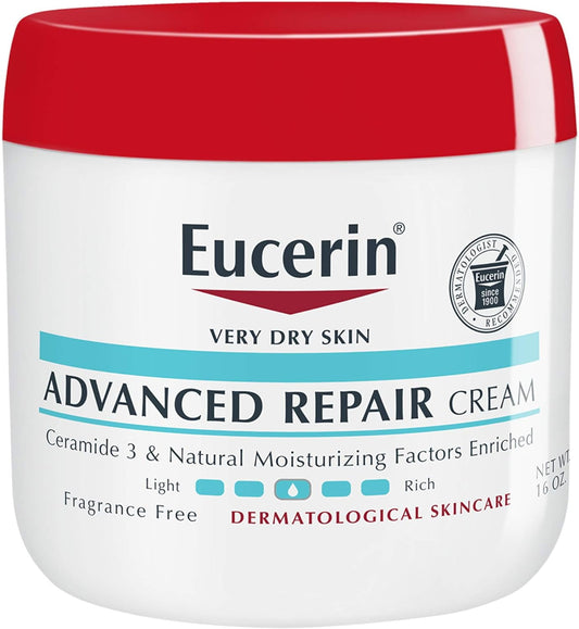 Eucerin Advanced Repair Cream - Fragrance Free, Full Body Lotion for Very Dry Skin - 16 oz. Jar