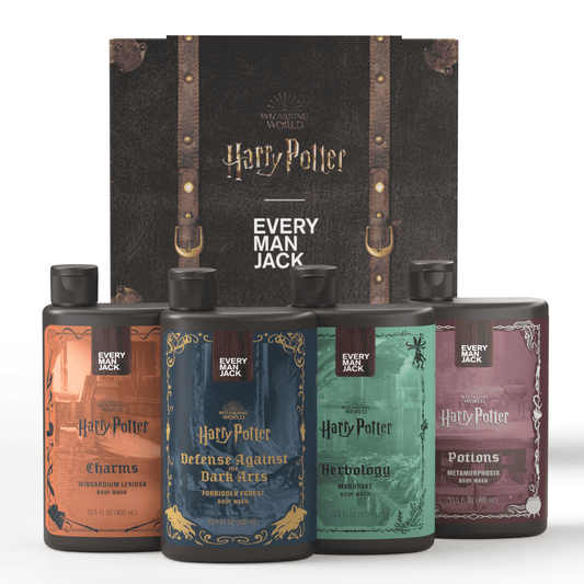 Every Man Jack Harry Potter Collectors Box Body Wash Gift Set, 4 Body Washes with Clean Ingredients & Hogwarts Inspired Spellbinding Scents, 13.5 oz Each